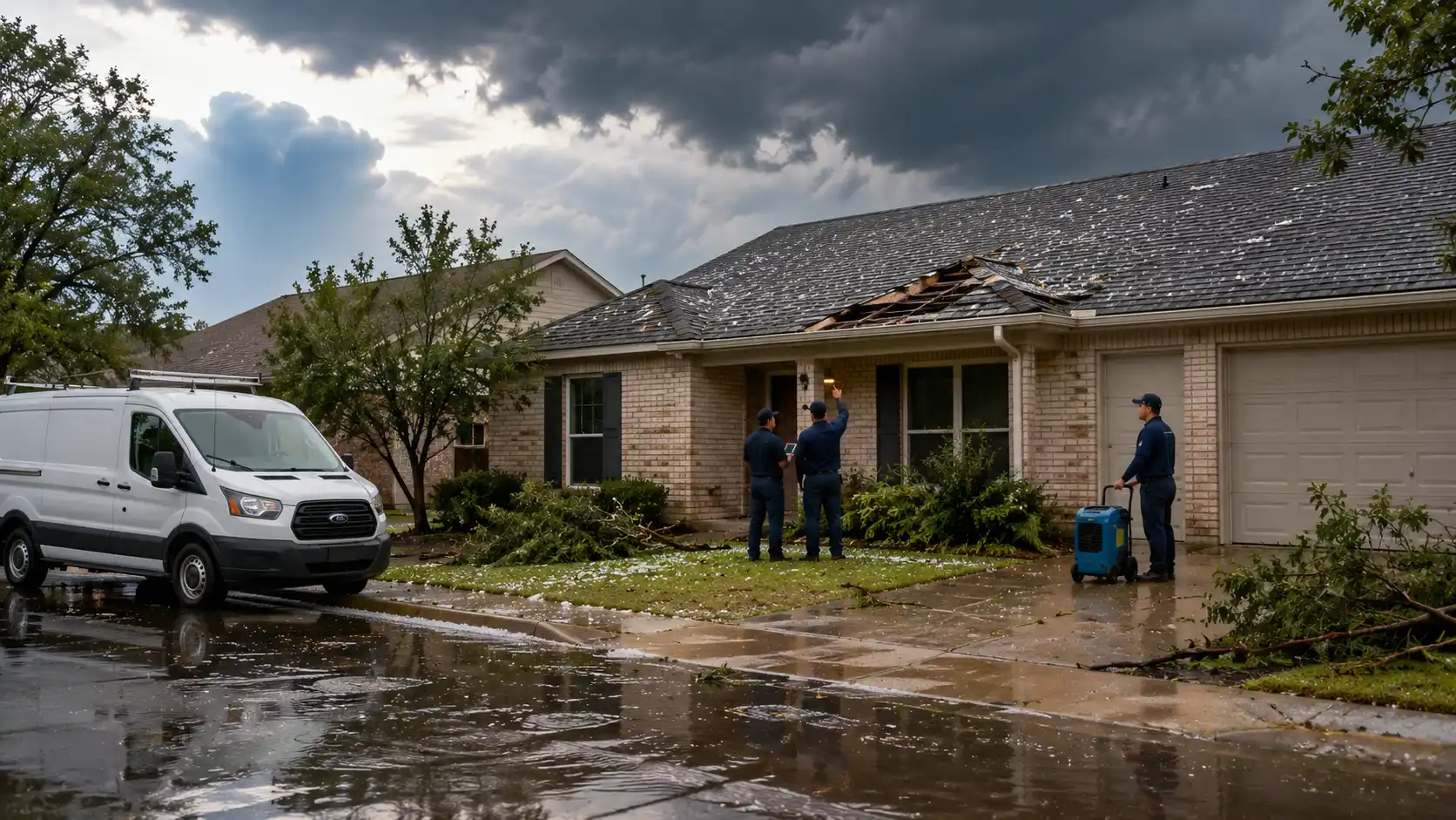 Flash-flood damage restoration for a Nolanville, TX home by Killeen Restoration Co